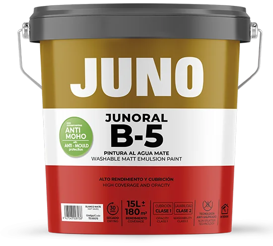 Bote de pintura JUNO JUNORAL B-5, pintura plástica mate lavable antimoho